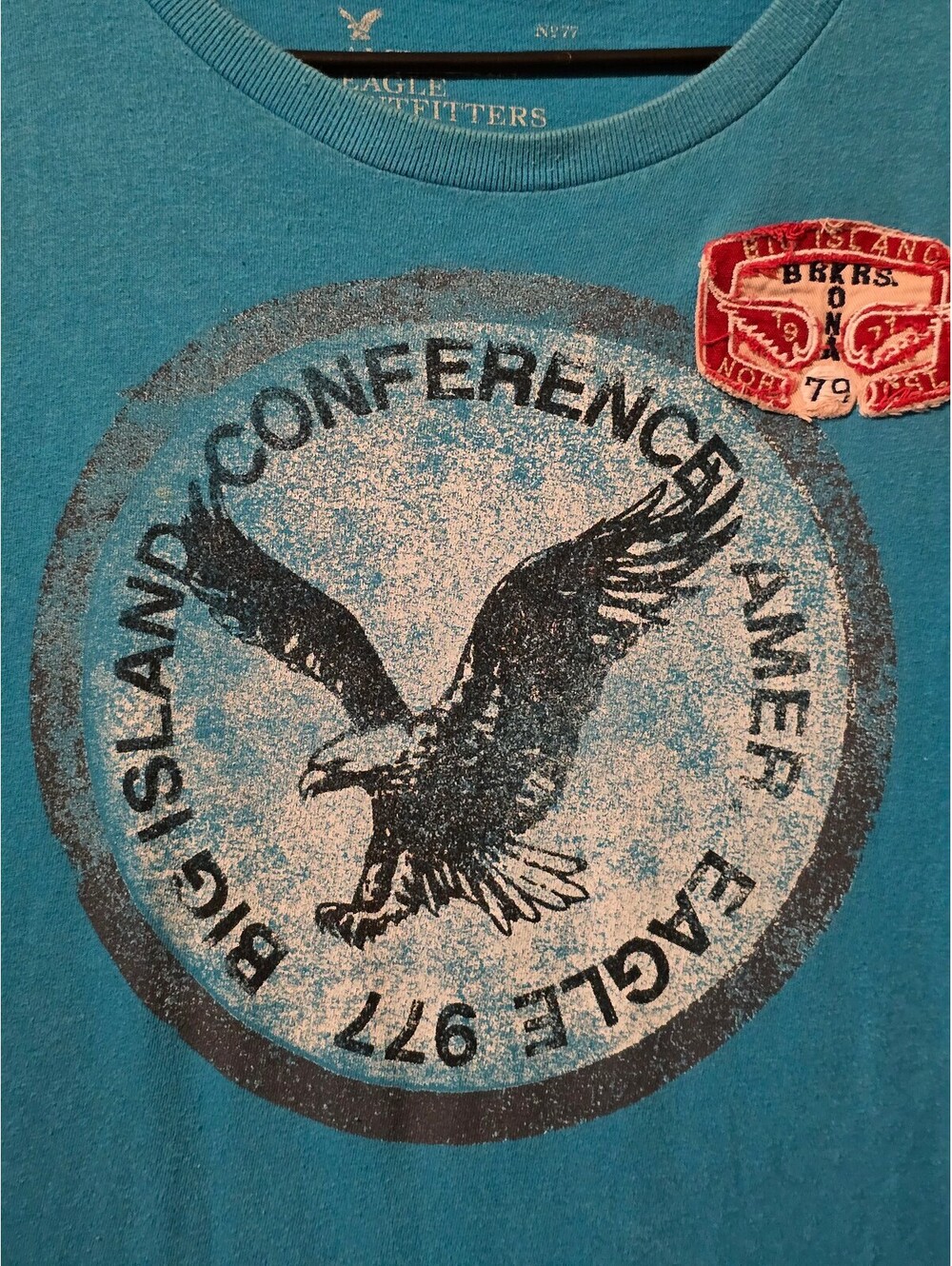 VTG 2010 American Eagle Big Island Conference Graphic T Shirt Teal Blue XXL Y2K